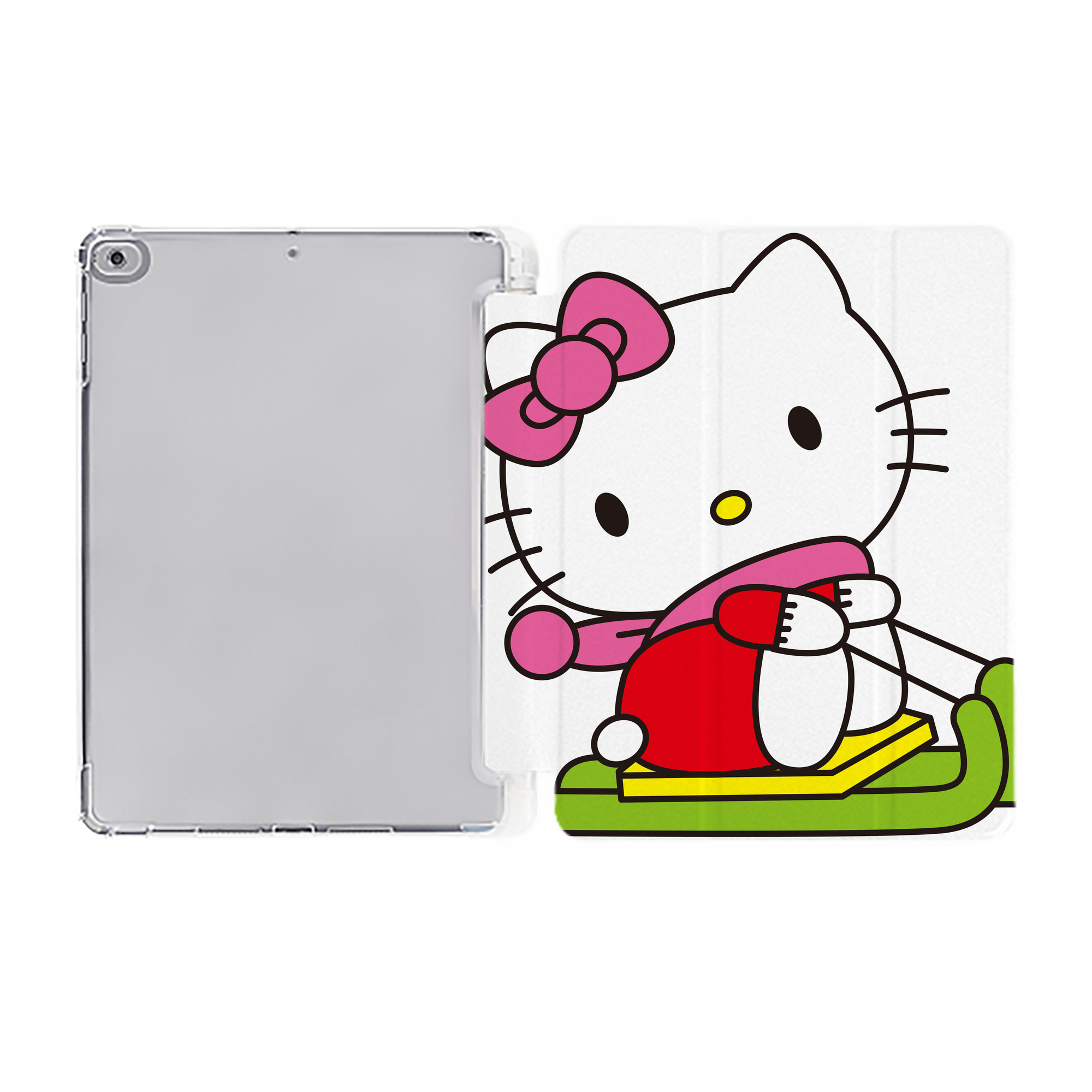 （画像用） Hello Kitty ハローキティ IPad ケース ペン収納付き 三つ折りスタンド PUレザー×シリコン 対応機種9.5/10.5/10.9インチ